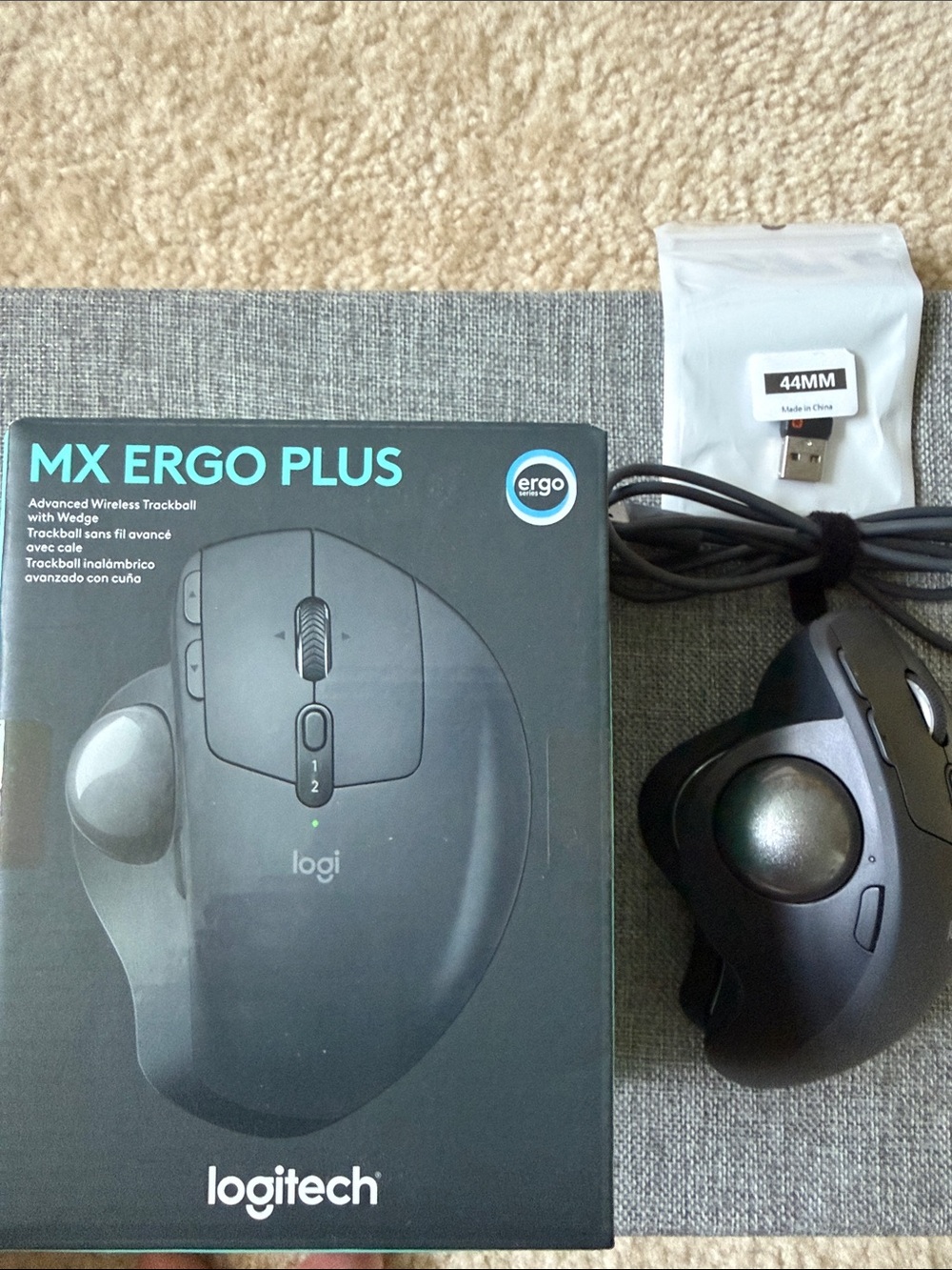 Used once!!! Logitech MX ERGO PLUS Wireless Trackball Mouse - Graphite Black